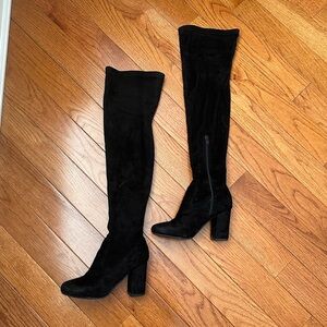 CARLOS Black Over-the-Knee Suede Women's Boots